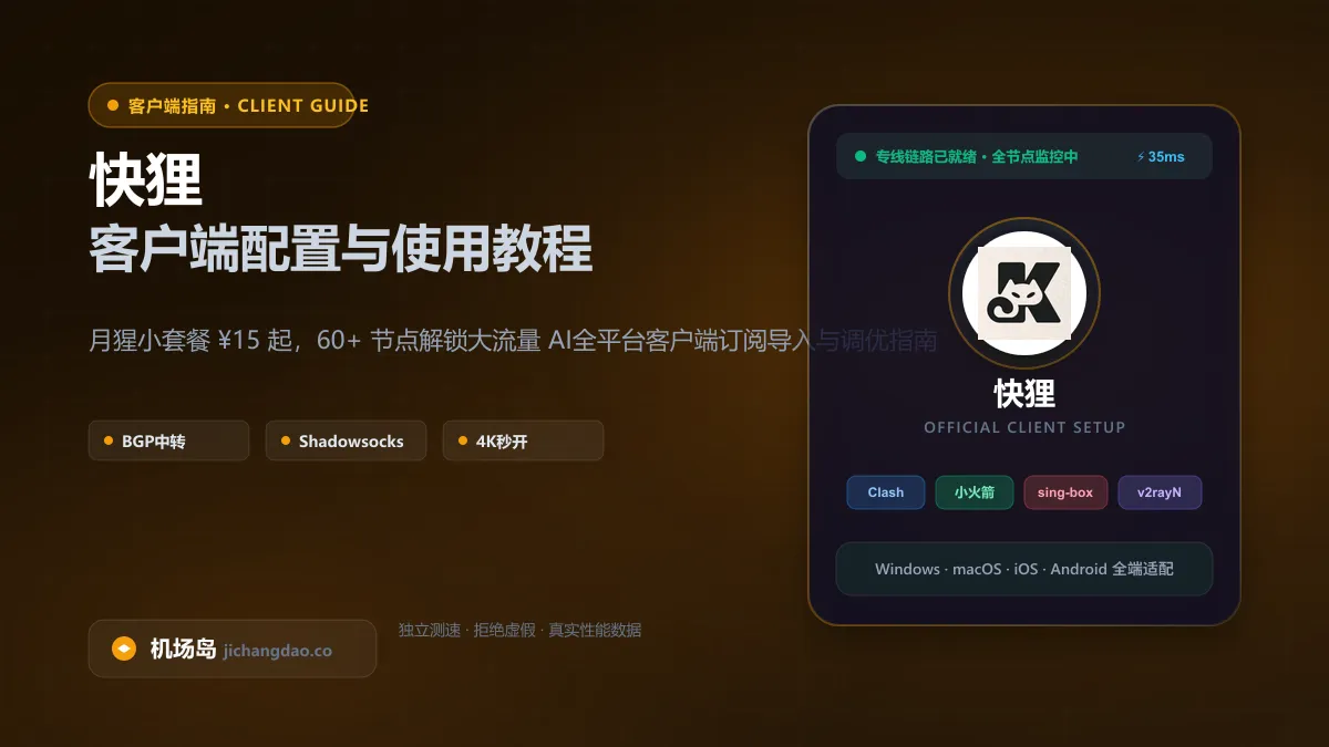 快狸客户端配置教程（2026 最新版）：Clash、Shadowrocket 与全平台订阅导入指南配图